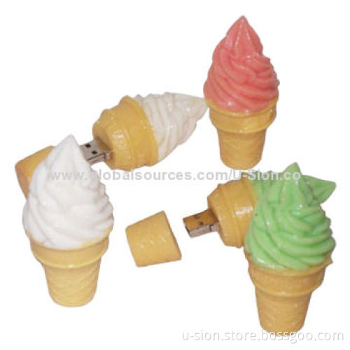 Customized Ice Cream-shaped USB Flash Drives, Supports Plug-and-play Function & OEM/ODM are Welcome